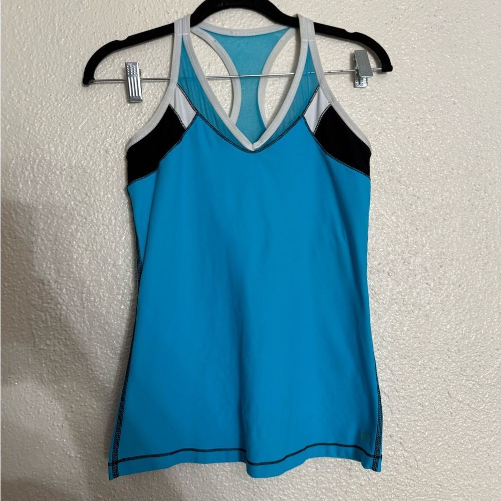 ALO Yoga Color block activewear Mesh Tank Top Blue and White Size small